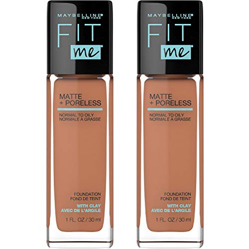 Maybelline Fit Me Matte + Poreless Liquid Foundation Makeup, Spicy Brown, 2 COUNT Oil-Free Foundation