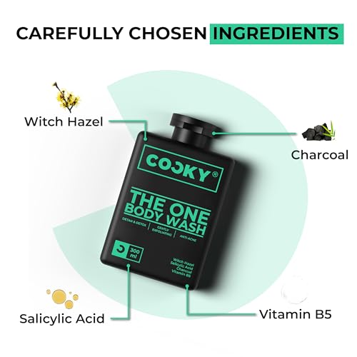 Image of Cocky - The One Body Wash for Men | All-in-One Deep Cleansing, De-Tan, Detox, Anti-Acne | Powered by Witch Hazel, Salicylic Acid & Charcoal | Luxe Fragrance - Woody & Spicy | Sulphate & Paraben Free | 300 ml(Pack of 2)
