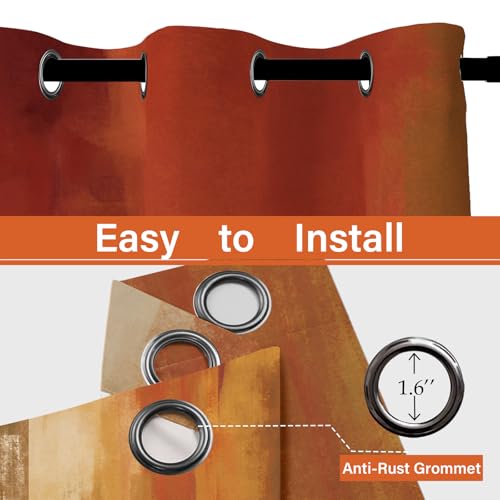 Image of Asuexpect Burnt Orange Curtains 2 Panels Abstract Rust Curtain Room Darkening Grommet Window Drapes Modern Decorative Window Treatments for Bedroom Living Room, 42x84 Inches