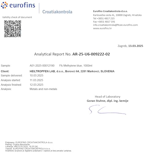 Methylene Blue 1% solution 33.8 Fl Oz - 1000 ml | Ultra High Purity | USP Pharma Grade Ingredients - Third-Party Tested | Formaldehyde free | Glass Bottle | Heiltropfen® - 5