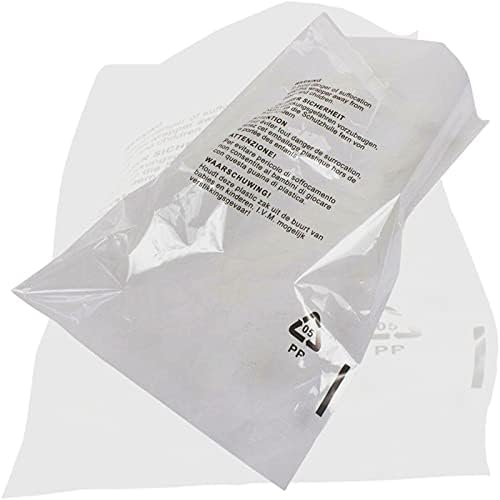 100 x Self Seal Clear Cellophane Plastic Bags (Size - 12 x 15") Transparent Packaging Poly Bags with Suffocation Warning in 5 Languages - Display Garment Bags