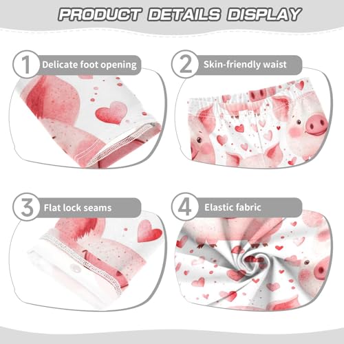 Pink Pig Face Red Hearts Girls Leggings Kids Yoga Pants Dance Active Tights 4T3