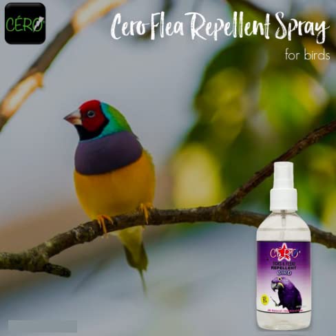 CERO® Natural Spray for Ticks Fleas and Mites in Birds - Spray Bottles with Essential Oils Fresh Fragrance Safe and Effective for Parrots Pigeons and Other Pet Or Wild Birds 200ml 3