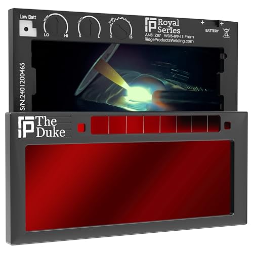 The Duke 1.0 | Shade 5-13 Adjustable Red Auto Darkening Welding Lens | 2' x 4 1/4' x 0.33' | Adjusts...