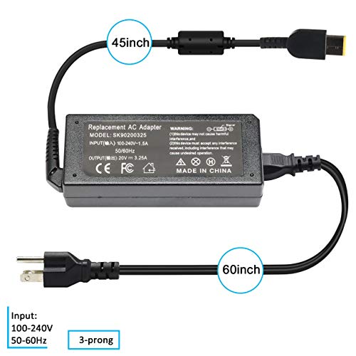 Lqm® 20V 3.25A 65W Ac Adapter Battery Charger Power Supply For Lenovo Yoga 2 11 11S 13 2 Pro, Flex 2 15 15D 14 10,Ideapad S210 U430 U530,Compatible Flex G40 G50 13 13-2191 2191-2Xu 2191-33U #TOP2
