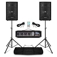 Complete PA system bundle includes two 8-inch Vonyx SL8 passive speakers with robust 400W peak output, a feature-rich 4-channel powered mixer amp with Bluetooth, sturdy tripod stands, and professional cables Perfect for bands, acoustic groups, and li...