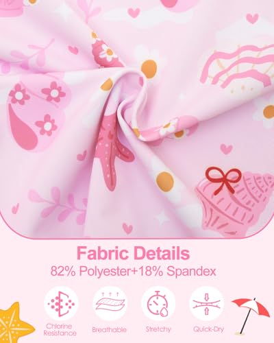 Image of babygoal Little Girl Rash Guard UPF 50+ Swimsuit 2-Piece, Long Sleeve Rashguard Bathing Suit Set for Girls 3-8 Years