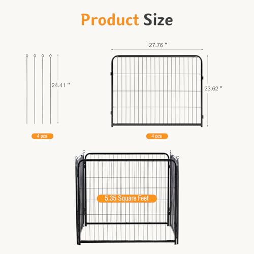 Image of NEWBULIG Dog Playpen Indoor 24 Inch 4 Panels, Metal Outdoor Dog Fence Pen
