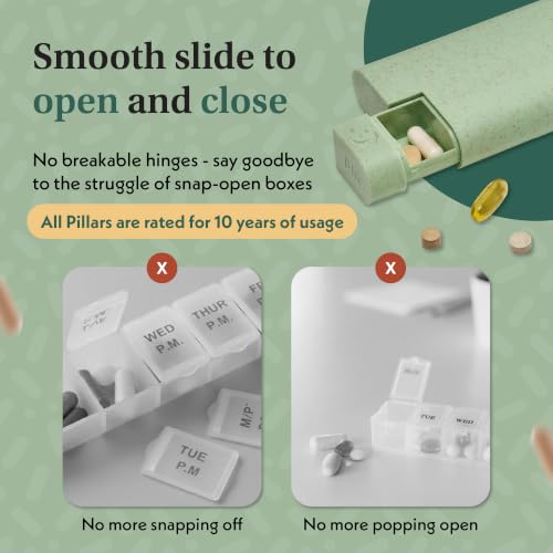 Image of Pillar AM /PM Pill Box Organizer Two Times a Day | Aesthetic 7 Day Tablet Organizer 2 Times A Day | Beautiful Weekly Pill Box for Day and Night Medication (Powder Blue)
