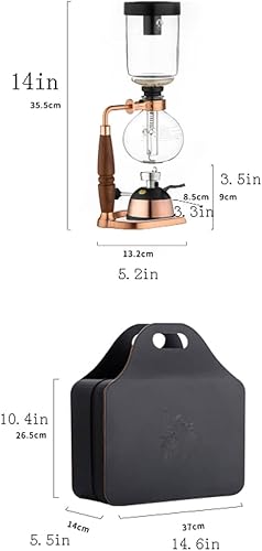Miniatura 2 de JITEM Cafetera Syphon Cafetera manual retro de vidrio al vacío sifón percoladores 1-5 tazas de vidrio de mesa de sifón cafetera para café o té