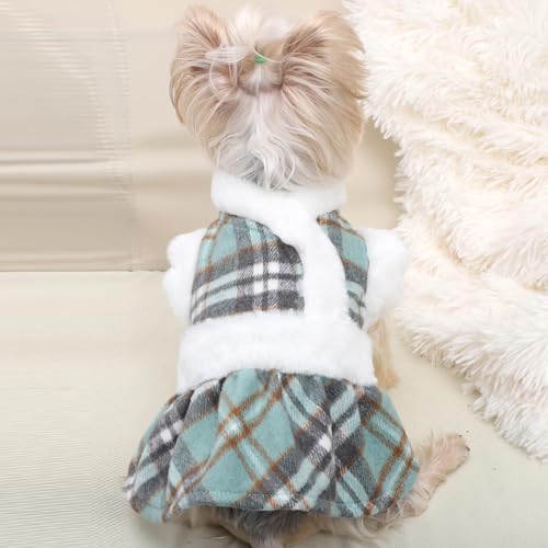 Image of Dog Christmas Sweater Dog Winter Clothes for Small Dogs Boy Girl Fall Puppy Dress Warm Fleece Chihuahua Yorkie Teacup Doggie Sweaters Dresses Doggy Sweater for Small Dogs Girl Cat Outfits, Green, XS