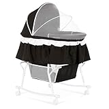 Dream On Me Lacy Portable 2 in 1 Bassinet & Cradle – Lightweight Baby Bed with Rocking Feature, Canopy & Storage Basket, Locking Wheels, Mattress Included, Baby Safety Alliance Certified, 0–25 lbs