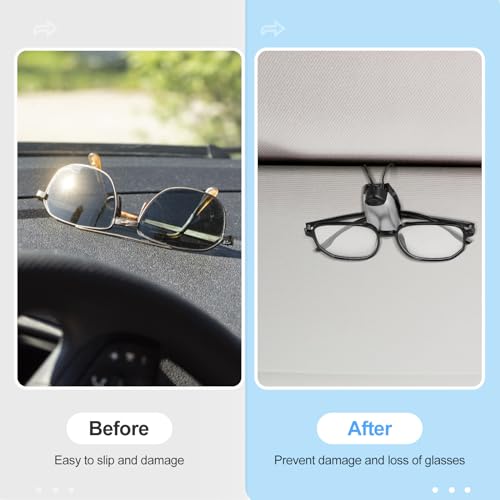 Image of Frienda 5 Pcs Sunglasses Holder for Car Sun Visor Clip, Sunglass Holder for Visor Eyeglasses Mount Ticket Card Clip Car Accessories for Women Men (Black,Gray,Silver)