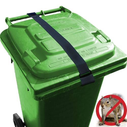 Trash Can Locks Strap for Animals, 2025 Upgrade Heavy Duty Metal Double Claw Adjustable Universal Garbage Trash Can Lid Lock, Outdoor Bin Bungee Cord Belt Rope Proof Raccoon Stop from Rummaging(1PCS)