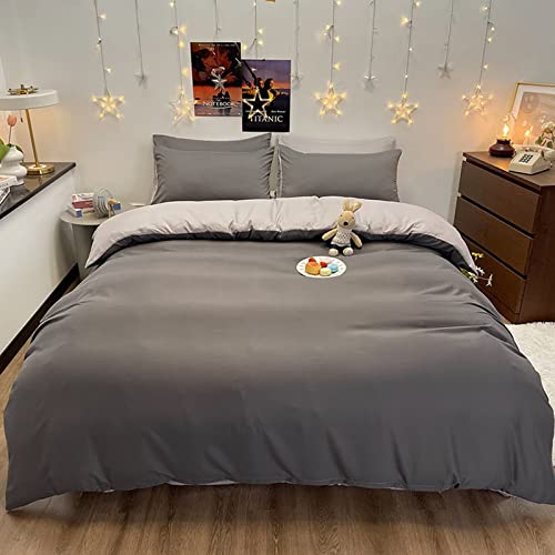 LDFHOIN Juego de ropa de cama monocromática 150/180/200/220 de algodón blanco, funda nórdica de 4 piezas para el hogar, cómoda y transpirable, 1 funda nórdica y 2 fundas de almohada de 48 x 74 cm y 1