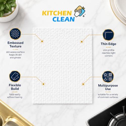 Image of Kitchen Clean Magic Cleaning Sheets, 30 Pcs - Reusable Melamine Foam Eraser Wipes for Kitchen, Bathroom, Glass, Tiles, Sinks, Stovetops & Appliances | Chemical-Free Multipurpose Cleaning