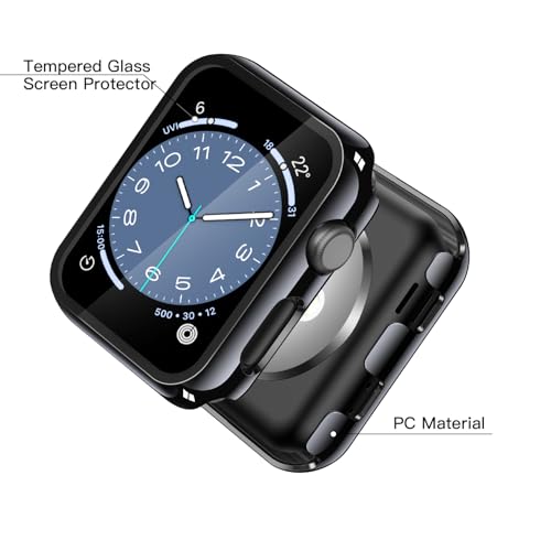 Image of Misxi Case with Screen Protector for 42mm Apple Watch Series 3 /2 | 2-Pack Cover with Tempered Glass for 3 /2, Scratch Resistant Sensitive Touch Protection, Jet Black