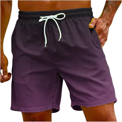 Generisch Bañador para hombre, de secado rápido, de gran tamaño, pantalones cortos de playa con degradado hawaiano, pantalones de natación de verano con goma elástica, pantalones cortos de baño para