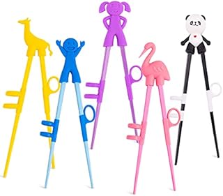 Training Chopsticks, Norbase 5 Pairs Children Training Chopsticks Set for Beginners Kids Adults Multil Design Kids Training Chopsticks with Helper Holder Right or Left Handed