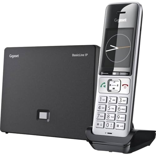 BasicLine IP + Comfort 500HX   Estación base para telefonía por Internet combinada con HX, calidad de voz HD, fabricada en Alemania, plateado/negro [Compatible con DE, IT, FR, NL, BE, ES, Che]