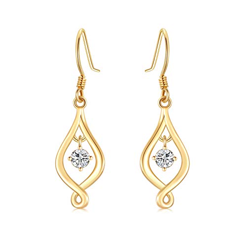 Sisgem 10K Solid Gold Infinity Drop Earrings For Women,Yellow Gold Moissanite Infinite Love Dangles Earrings Christmas Birthday Gifts For Wife Daughter Girlfriend #TOP5