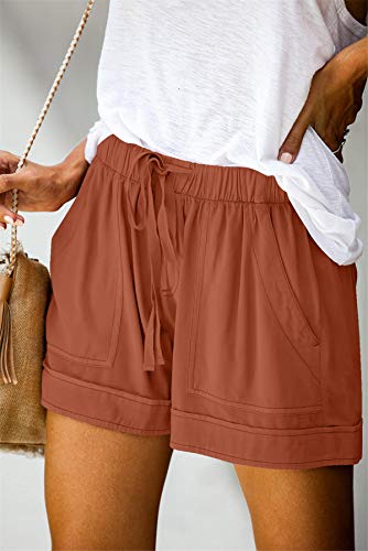 ONLYSHE Short feminino casual com cordão e bolsos para o verão, solto, esportivo, calça curta, A_ora