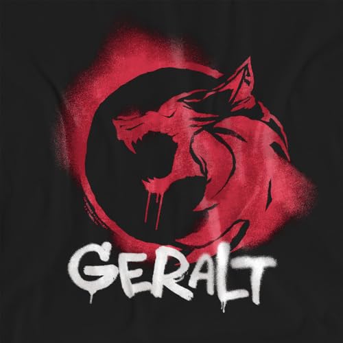 T-shirt Witcher Geralt Graffiti pour femme noir en taille L