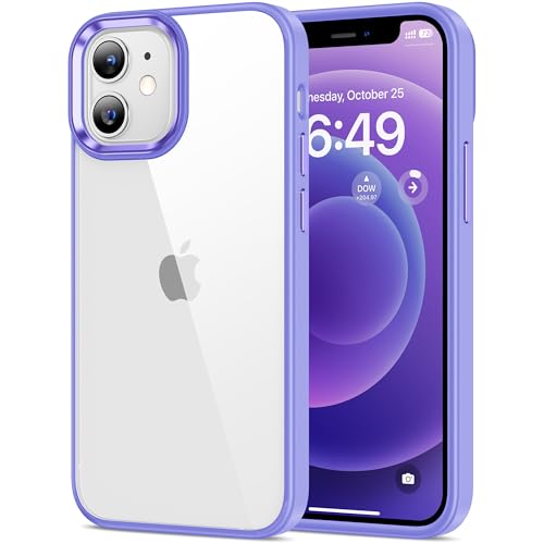 Image of HOOMIL Case for iPhone 12 Mini 5.4-Inch, Non-Yellowing, Drop Protection, Anti-Scratch Transparent Hard Back Phone Cover - Light Purple