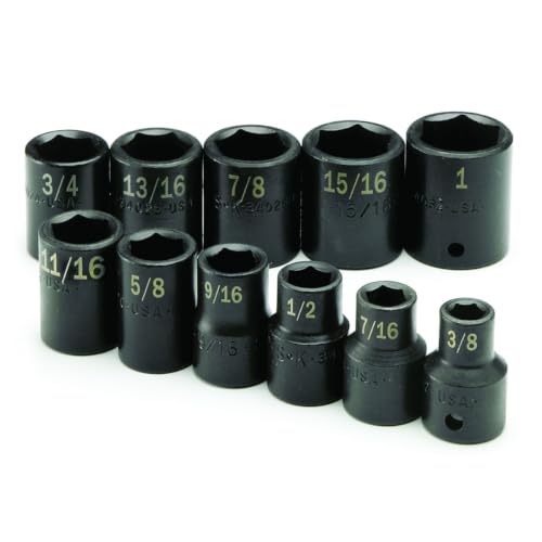 SK Tools USA 1/2" Drive, 11 Piece, 6 Point, Standard SAE Impact Socket Set, 3/8" to 1" | 4031