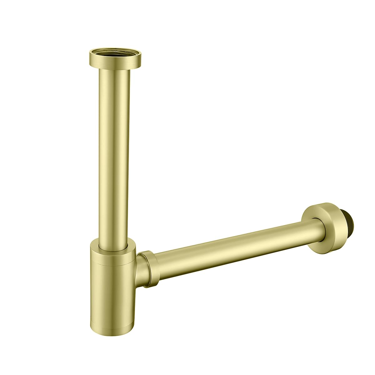 Brass Round Bottle P-Trap 1 1/4, Adjustable Basin Sink Waste Drain Trap Kit, Brushed Gold P Trap