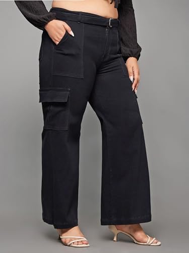 Image of Miss Chase A+ Women's High Rise Regular-Length Stretchable Denim Wide-Leg Shaping Jeans