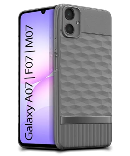 Image of WOW IMAGINE Back Cover for Samsung Galaxy M17e 5G | F70e 5G | M07 | F07 | A07 | A07 5G with Hexa Cube Design | Ultra Slim | Inner Velvet Fabric | Matte Flexible Mobile Case | Camera Protection - Grey