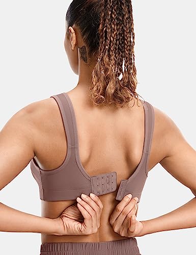Image of SYROKAN Front Adjustable Sports Bras for Women High Impact | Front Velcro Straps, Wirefree, Double layer Cups, U Back, No Bounce, Running Bra