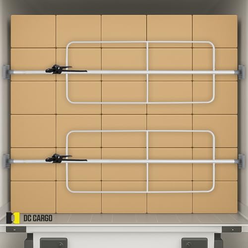 Image of DC Cargo 89-104 Inch Long Steel Cargo Lock Bar Freight Load Tie-Down with Welded Hoop Sets for Enclosed Trailers, Vans, Reefers