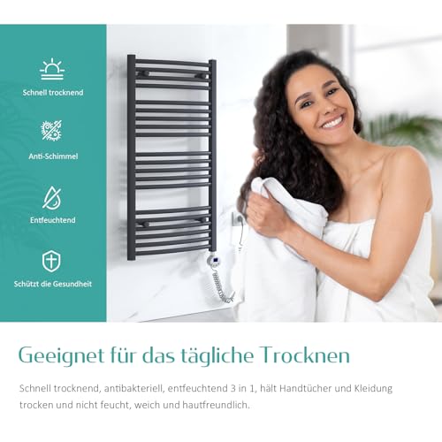 Emke Heizkörper Handtuchheizkörper elektrisch mit Thermostat 750 x 600 mm