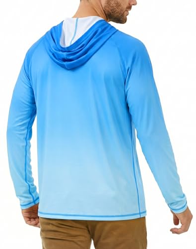 Image of Roadbox Mens Fishing Sun Hoodie, Long Sleeve UPF 50+ UV Protection Shirts