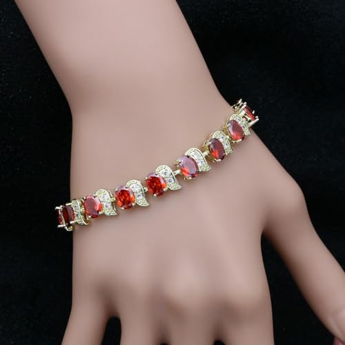 Image of LMXXVJ Fashion Tennis Bracelet Created Emerald White Gold Plated Charm Bracelet Gifts Jewelry for Women