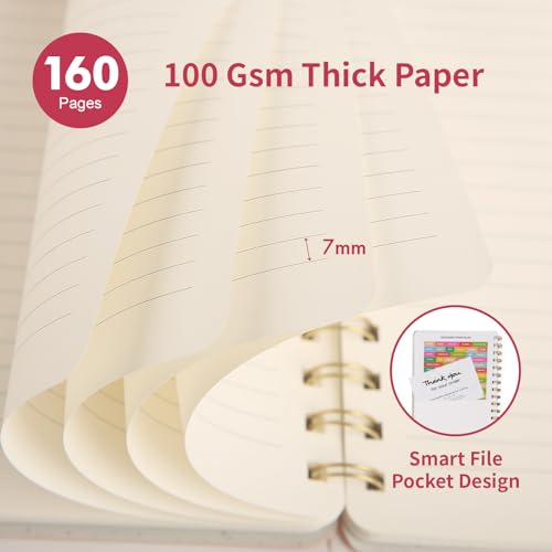 Image of Spiral Notebook-5.75 inch x 8.125 inch College Ruled Journal with Inner Pockets and 160 Pages,PU Leather Cover Business Journal, Twin-Wire Binding Notebook Perfect for Office & Home School Supplies 3 pack Pink /MintGreen /Violet