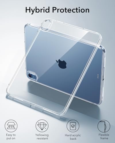 Image of ESR for iPad (A16) 11th /10th Generation Case(2025 /2022), Thin and Lightweight, Yellowing Resistant, Hard Acrylic Back, Air-Guard Corners, Flexible Frame, Classic Hybrid Back Cover, Clear