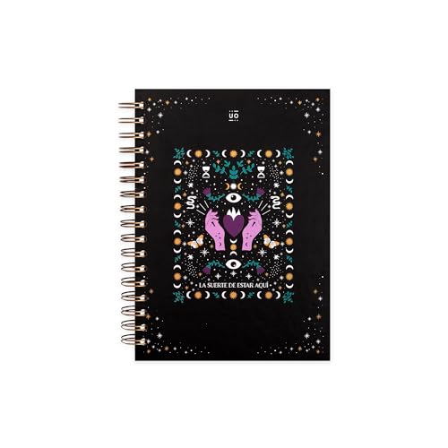 UO Cuaderno Libreta A5, La suerte de estar aquí. Tapa dura, 200 páginas, espiral (15x22 cm)