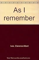 As I Remember B0007HLES8 Book Cover