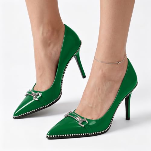 Image of Women's High Heel Pumps Stiletto Heel Pumps for Women Pointed Toe Heels Elegant Classic 3.5 Inch Beaded Pumps