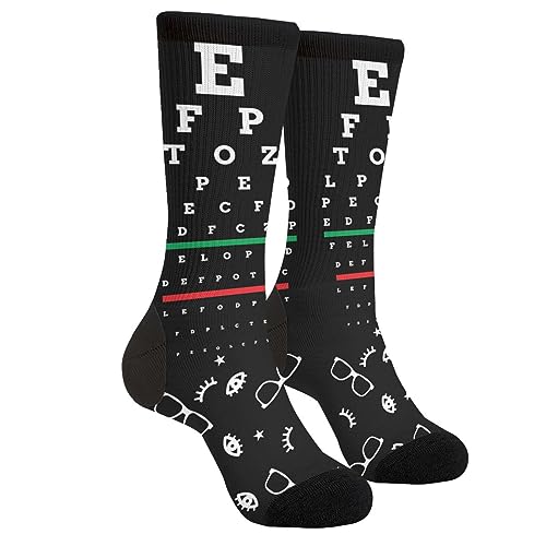 WILL BUDXEG optician doctor eye chart eyeglass optometry opthamologist eyeball Casual Unisex Novelty Fun Crew Socks Fashion Comfortable Men And Women Crazy Dress Socks