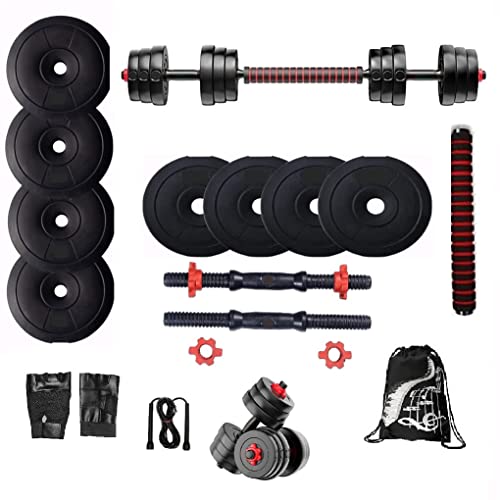 Image of Bodyfit Home Gym Set (8kg -50kg) Plate with Extension Barbell Rod and Dumbbells Rods with Gym Accessories for Home Workouts; Fitness. (46Kg Weight Plates)