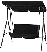 不二貿易 ブランコ 2人掛け 屋外用 幅140×奥行110×高さ153cm ブラック ガーデン 屋根付き クッション座面 ポルド 38702
