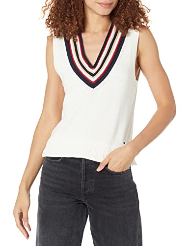 Tommy Hilfiger Women's Long Sleeve Casual Shirt, Ivory, Large #TOP8
