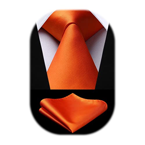 HISDERN 3.3' Naranja corbata y pañuelo de bolsillo de la fiesta de boda de negocios formal corbata de seda para los hombres - Múltiples colores