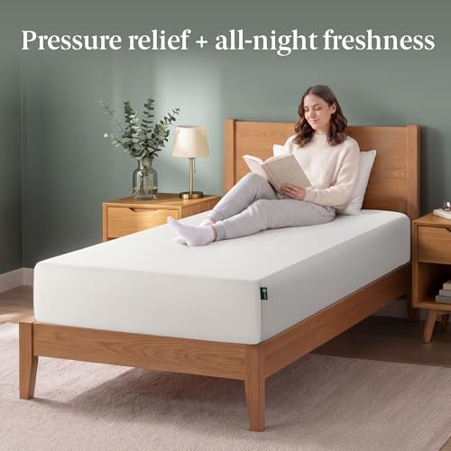 Image of Zinus 10 Inch Twin Green Tea Memory Foam Mattress, Medium Firm Feel | Pressure-Relieving Comfort & Full-Body Support, Naturally Fresh, CertiPUR-US & OEKO-TEX Certified Safe Materials