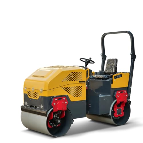 Image of MMS 2 Ton Double-Drum Vibratory Road Roller, 23HP Fully Hydraulic Compactor for Asphalt & Pavement, Concrete Finishing Tools, Compaction Machinery for Small Road Projects