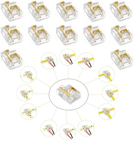 Kit Da 25 Connettori Per Strisce LED COB 2 Pin 5mm – Giunti Striscia-filo E Striscia-striscia, Per LED 5V-24V, Senza Saldatura - 4
